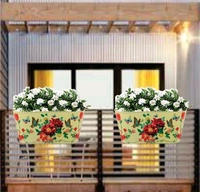 COPPER AART Light Yellow printed Rectangle Hanging Metal Pot Holder With Detachable Double Hooks Set of 5 - Free Size, Light Yellow, Metal, Set of 5, Rectangle